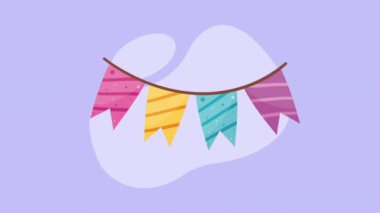 parti çelenkleri asılı dekorasyon animasyonu, 4k video animasyonu