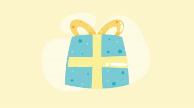 Mavi hediye kutusu hediye doğum günü animasyonu, 4k video animasyonu