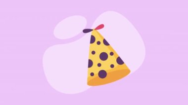 Sarı parti şapka aksesuar animasyonu, 4k video animasyonu