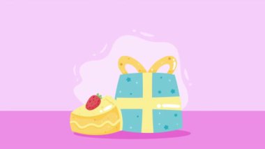 Hediye kutusunda pasta, 4k video animasyonu