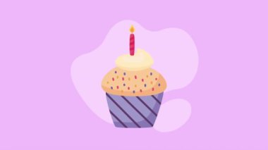 Mumlu tatlı kek kutlaması, 4k video animasyonu