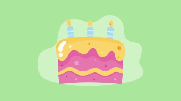 Boldog Születésnapot Rózsaszín Torta Animáció Videó Animált — Stock videók