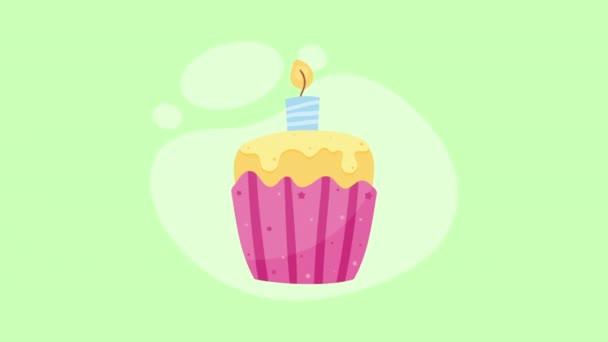 Happy Birthday Cupcake Candle Video Animated — Vídeos de Stock