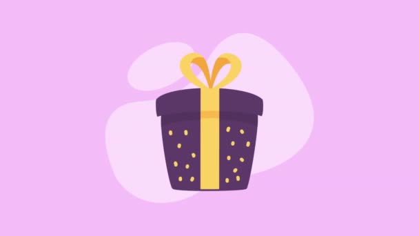 紫色礼品盒赠送生日礼物动画 4K视频动画 — 图库视频影像