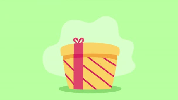 黄色礼品盒赠送生日礼物动画 4K视频动画 — 图库视频影像