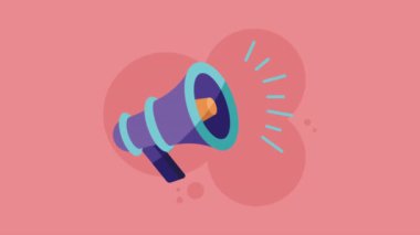 megaphone aygıtı ses teknolojisi animasyonu, 4k video animasyonu