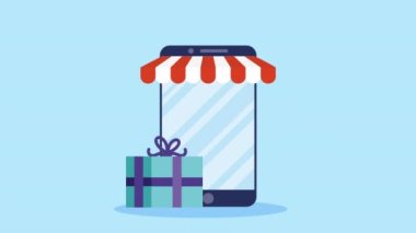 ekommerce teknolojisi akıllı telefon animasyonu, 4k video animasyonu