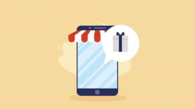 ekommerce teknolojisi akıllı telefon animasyonu, 4k video animasyonu