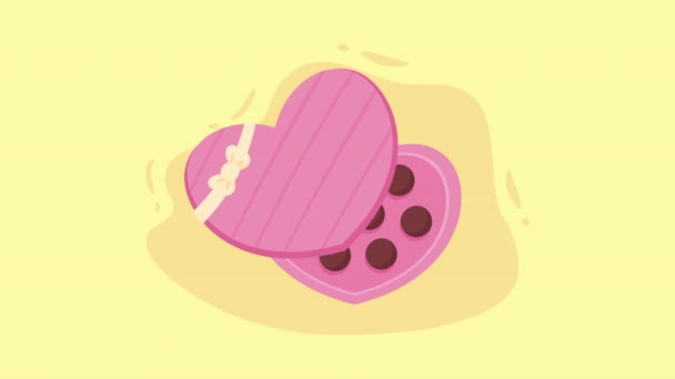 Hjärta Kärlek Med Söt Choklad Animation Video Animerade — Stockvideo