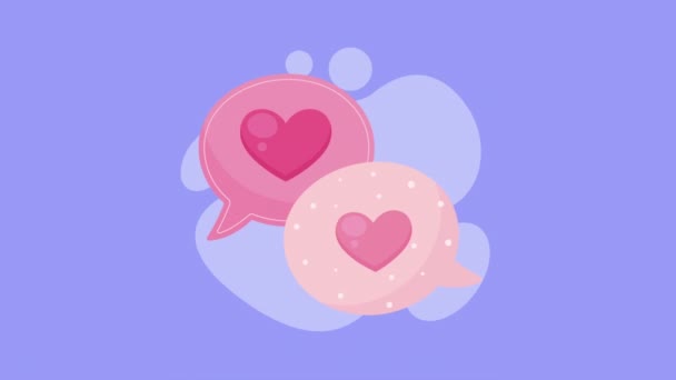 Hearts Love Speech Bubbles Animation Video Animated — 비디오