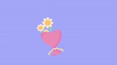 Çiçekli kalp aşkı animasyonu, 4k video animasyonu