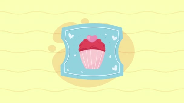 Amour Coeur Dans Animation Cupcake Vidéo Animé — Video