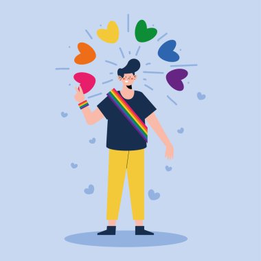 gay with lgbti hearts around character