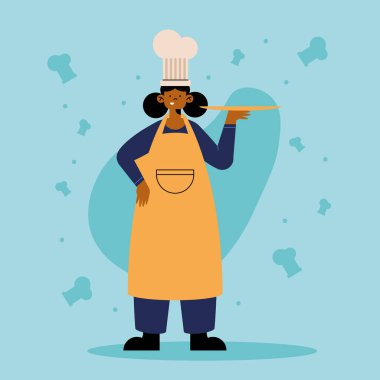 professional afro female chef character