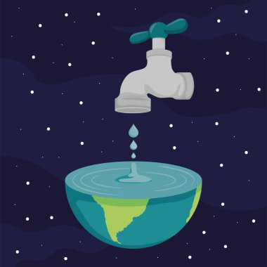 faucet with half earth icon