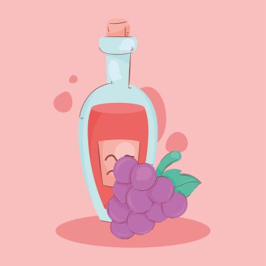 red wine bottle with grapes icon