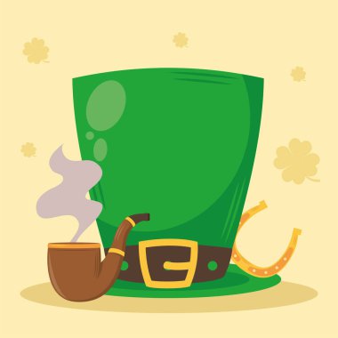 saint patricks leprechaun hat with pipe icons