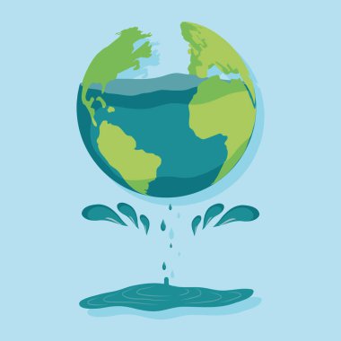 world planet with water splashing icon clipart