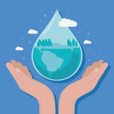 hands protecting water drop poster