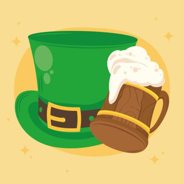 saint patricks leprechaun hat with beer icons