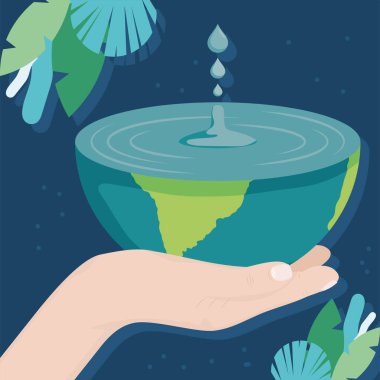 hand lifting half earth planet icon