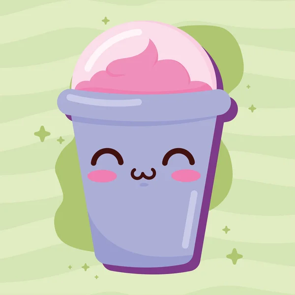 Sweet Milkshake Drink Kawaii Character — Vetor de Stock