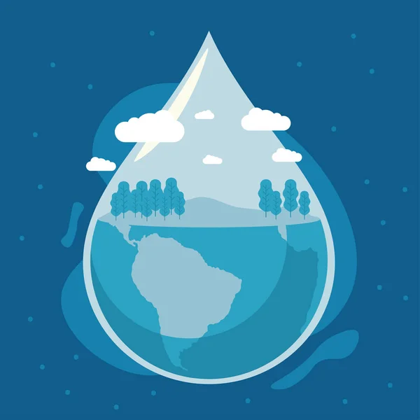 Earth Planet Drop Water Day — Vetor de Stock