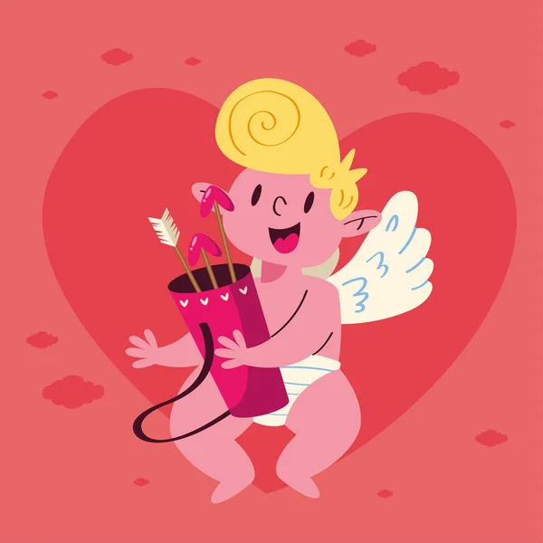 Cupid Angel Arrows Bag Character — Stock Vector