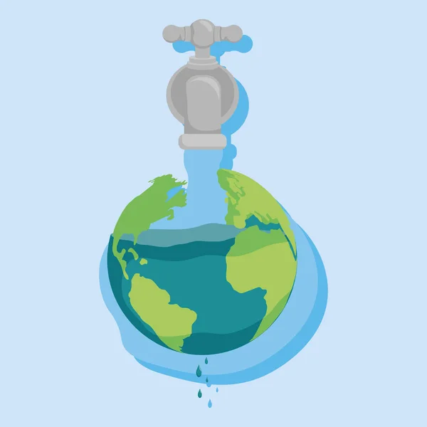 Earth Planet Faucet Water Day — 스톡 벡터
