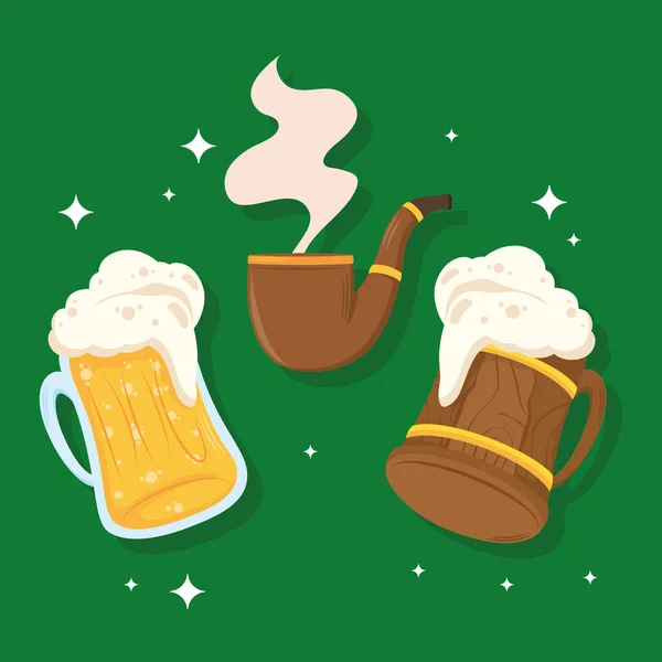 Saint Patricks Three Set Icons — Vettoriale Stock