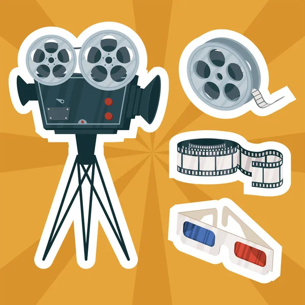 Cinema Reel Set Icons — Image vectorielle