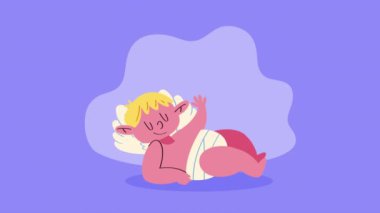 cupid angel saludating character animation ,4k video animated