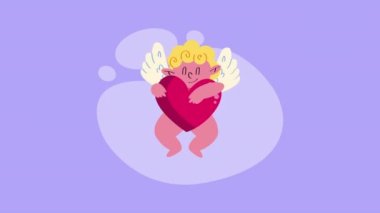 cupid angel with heart animation ,4k video animated