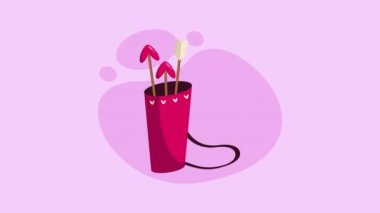 arrows with hearts in bag ,4k video animated