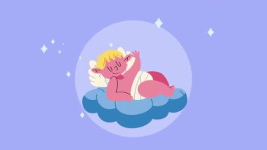 cupid angel saludating character animation ,4k video animated