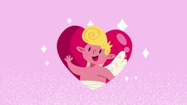 cupid angel in heart animation ,4k video animated
