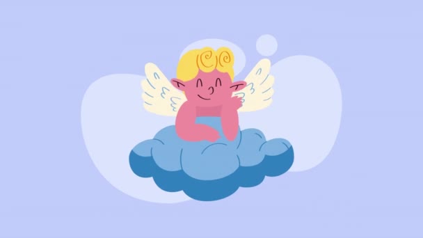 Cupid Angel Love Cloud Animation Video Animated — Stock Video
