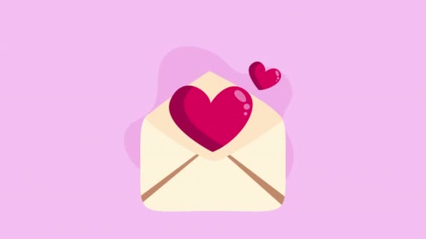 Red Hearts Envelope Animation Video Animated — Vídeo de Stock