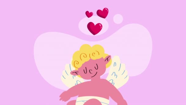 Cupid Angel Hearts Animation Video Animated — Stock videók