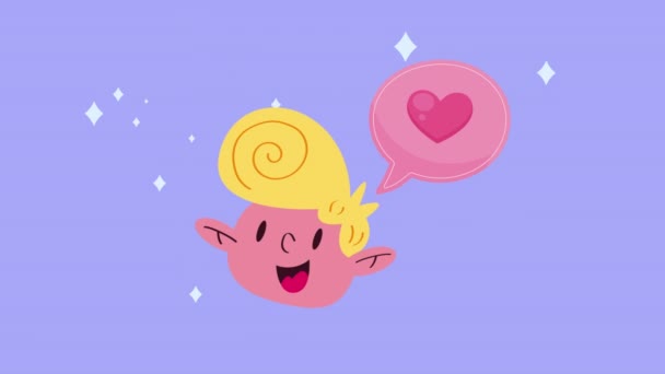 Blond Boy Speaking Heart Video Animated — Stockvideo