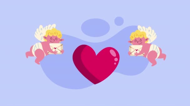 Cupid Angels Love Characters Animation Video Animated — Vídeos de Stock