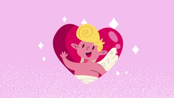 Cupid Angel Heart Animation Video Animated — Stok video