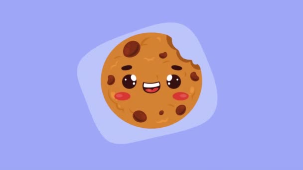 Delicious Cookie Kawaii Character Animation Video Animated — Stok video