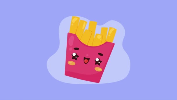 French Fries Kawaii Character Animation Video Animated — Vídeo de stock