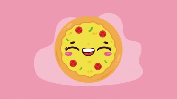Italian Pizza Kawaii Character Animation Video Animated — Stok video