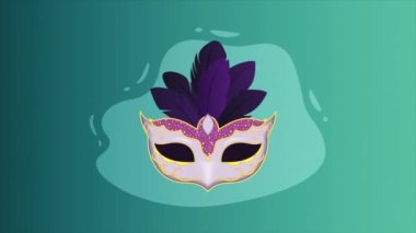 lilac mardi gras mask animation ,4k video animated