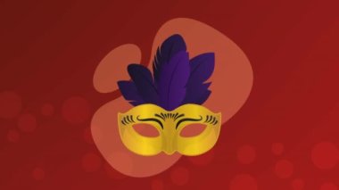 mardi gras mask with feathers animation ,4k video animated