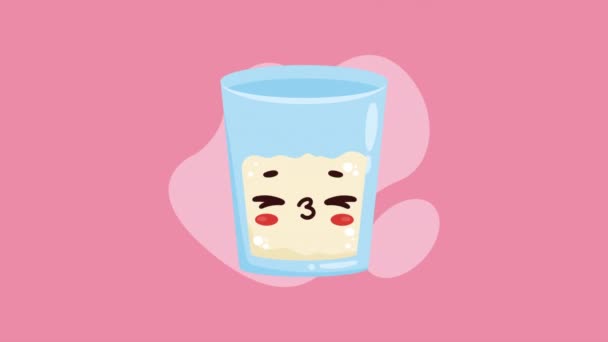Milk Glass Kawaii Character Animation Video Animated — Stok video