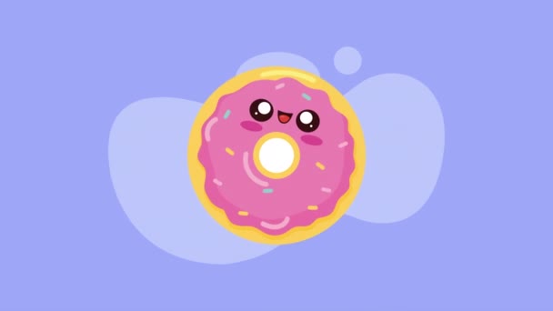 Sweet Donut Kawaii Character Animation Video Animated — Αρχείο Βίντεο