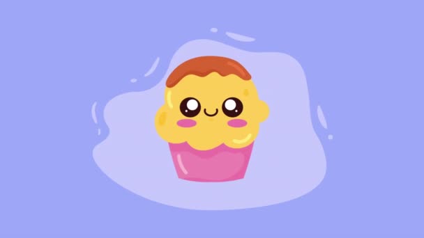 Sweet Cupcake Kawaii Character Animation Video Animated — Stok Video